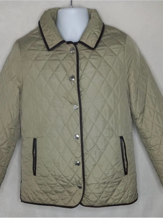 Coach Jackets & Blazers - Coach Quilted Beige Puffer Jacket with Dark Brown Trim